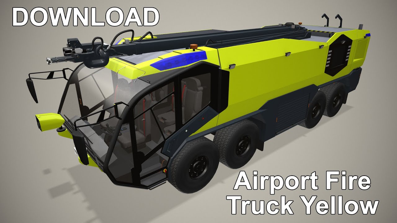 Camion dei pompieri dell'aeroporto 8x8 Giallo --370-- Modello 3D