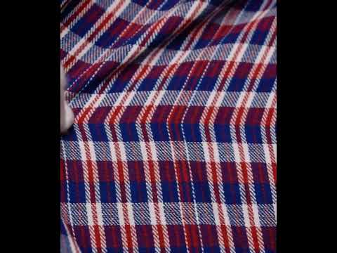 Check Twill Red Blue Colour Pure Cotton 113 GSM Handwoven Fabric 26 — video