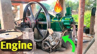 Amazing start up Old black diesel engine | old black diesel engine | big engine