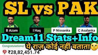 SL vs PAK Dream11 Prediction|SL vs PAK Dream11|SL vs PAK Dream11 Team|
