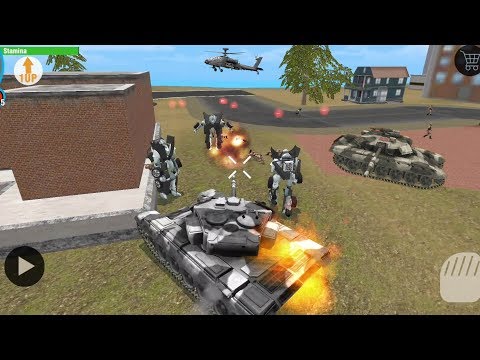 Real Gangster Crime (Army Tank Destroy Black Robot Car) Hero Fight Robot Car in Tank - Gameplay HD