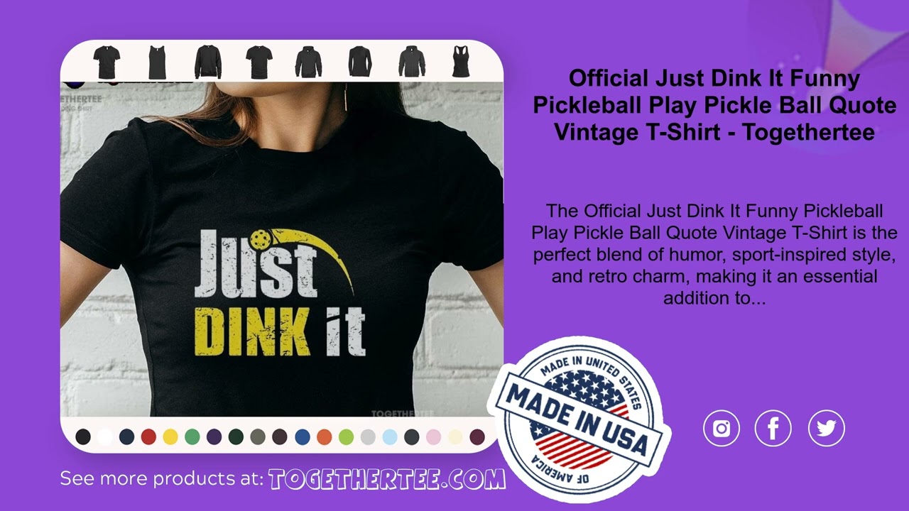Official Just Dink It Funny Pickleball Play Pickle Ball Quote Vintage T-Shirt