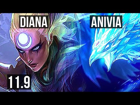 DIANA vs ANIVIA (MID) | 7 solo kills, 800+ games, Legendary, 1.0M mastery | BR Master | v11.9