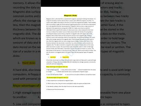 What is magnetic disk? its types and advantage and disadvantage. (Full details video)