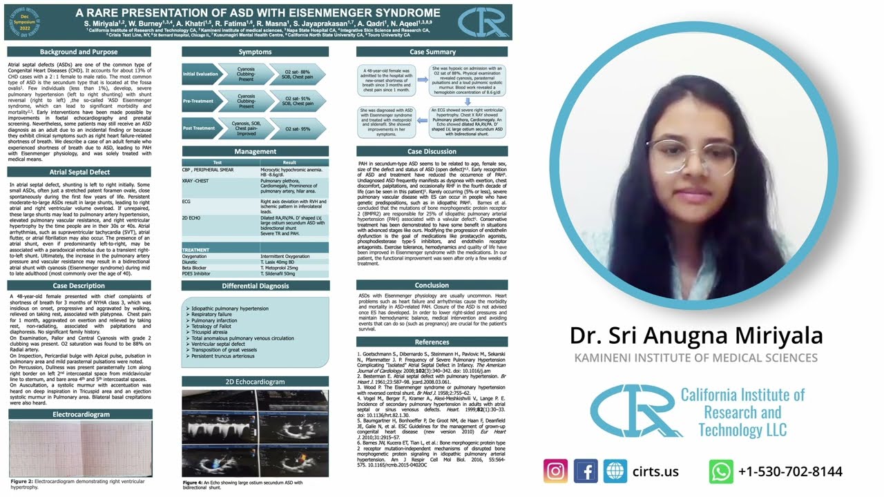 A Rare Presentation of ASD with Eisenmenger Syndrome - Dr. Sri Anugna Miriyala