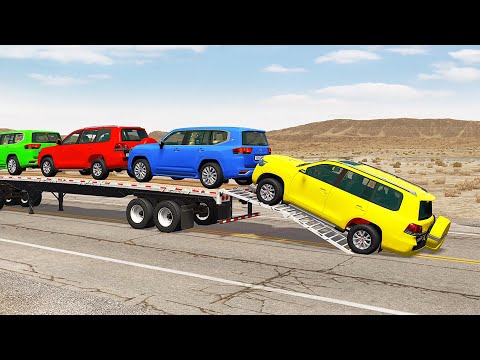 Flatbed Truck Mcqueen  | Transportation with Truck - Pothole vs Car #584 - BeamNG.Drive