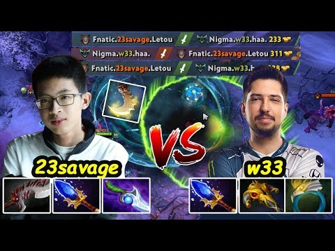 Fnatic 23savage [Slark] Wonderkid Carry vs  w33 [Outworld Devourer] EU Server Dota2 pro Gameplay