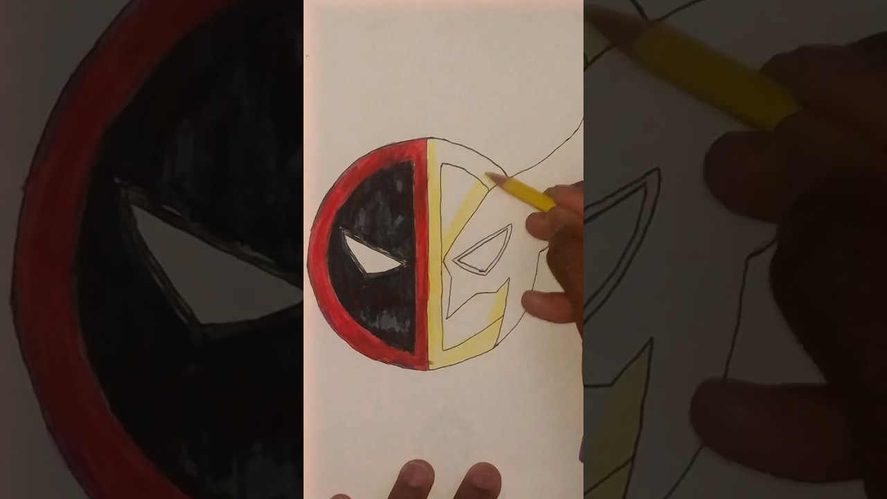 Drawing and coloring Deadpool and Wolverine logo