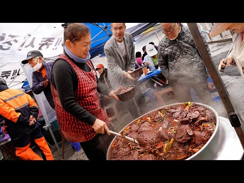 5000원에 사골선지 국밥이 무한리필? 대파폭탄으로 유명한 오일장 자매 장터국밥집