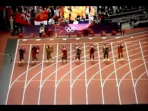Men throws bottle to Bolt - Olympics