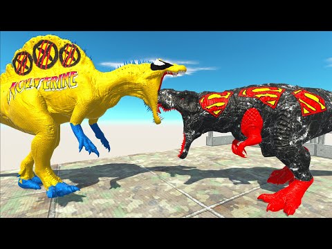 DARK VENOM-SUPERMAN T REX DEATH FALL - Animal Revolt Battle Simulator