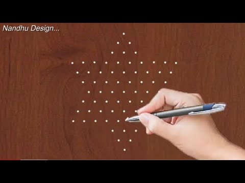 melikala muggulu with 7 x 4 interlaced dot, neli kolam, muggu with 7 pulli || muggulu with 7 x 4 dot