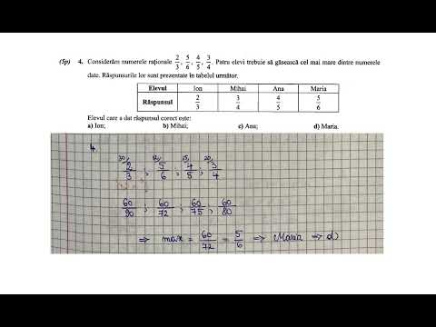 Consideram numerele rationale 2/3; 5/6; 4/5; 3/4. Patru elevi trebuie sa gaseasca cel mai mare