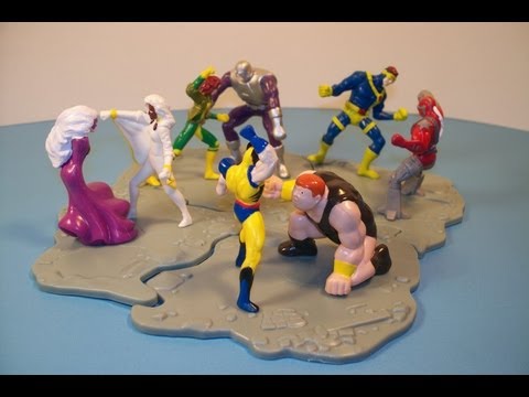 1995 HARDEE'S X-MEN SET OF 4 HEROES vs VILLAINS KID'S MEAL TOY REVIEW