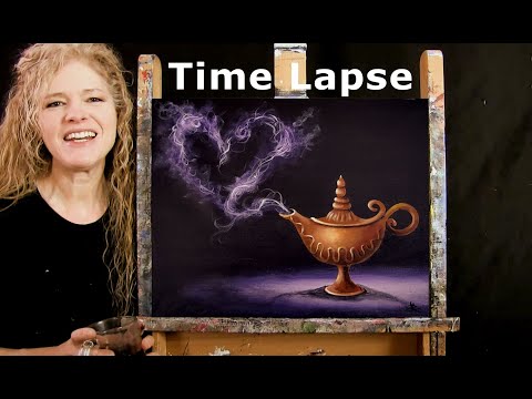 TIME LAPSE - Learn How to Paint "WISHING FOR LOVE" with Acrylic - Paint & Sip at Home - Step by Step