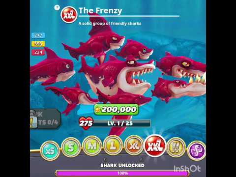 max out all XXL sharks and unlock The Frenzy |hungry shark world #døgmxnyt #hungrysharkworld #gaming