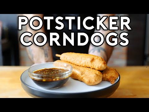 Babish Invents the Potsticker Corn Dog: Scallion Pancake Batter Over Homemade Pork Sausage