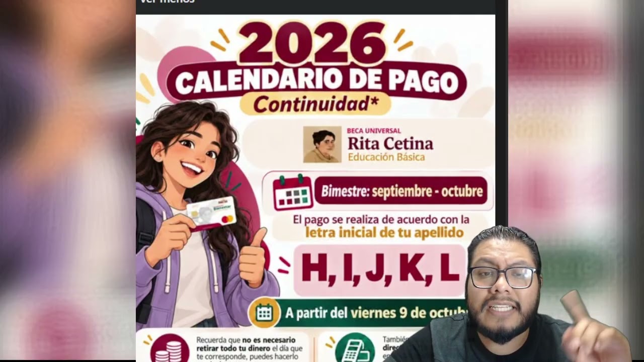 ¡HOY! 9 de octubre estas letras ya recibieron el pago de septiembre - octubre 2026, beca Rita Cetina
