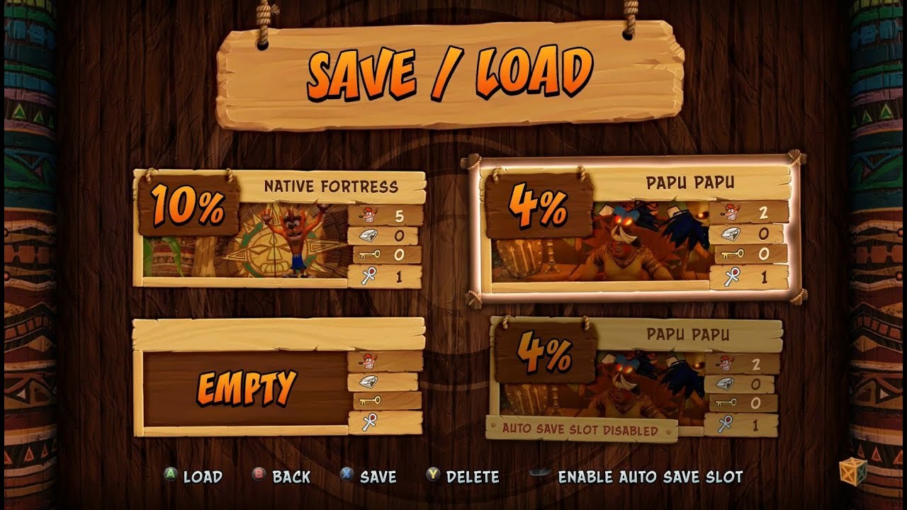 Crash Bandicoot N. Sane Trilogy Save Load Screens (Xbox Prompts) - YouTube