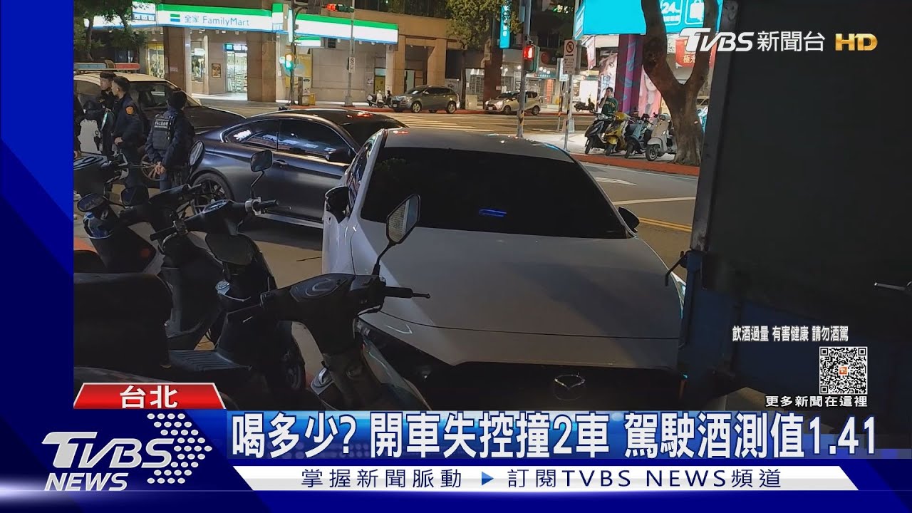 喝多少?開車失控撞2車 駕駛酒測值1.41