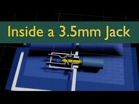 Een zeldzame blik: de contacten, interne werking en het inbrengen van een 3,5 mm (audio) stereo jack-aansluiting.