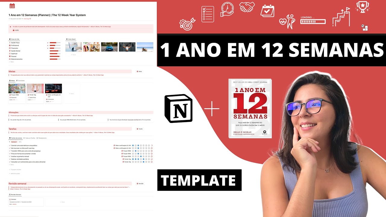 1 Ano em 12 Semanas - Como se organizar usando esse Sistema no Notion