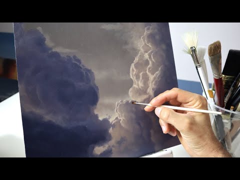How to paint clouds - realistic storm cloud painting...