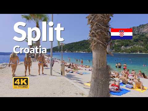 Kasjuni Beach Split Croatia Summer Beach Walk 4K
