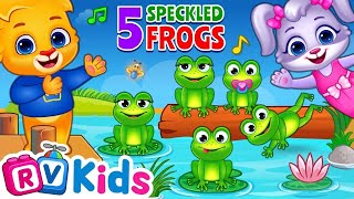 Five Little Speckled Frogs Song by RV AppStudios | Nursery Rhymes and Kids Songs