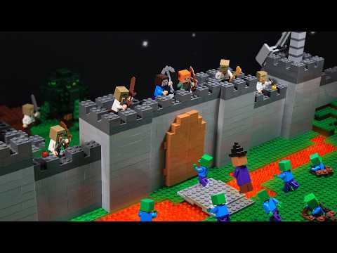 Minecraft Security Build Hacks vs Zombie Army! LEGO Stop Motion Battle
