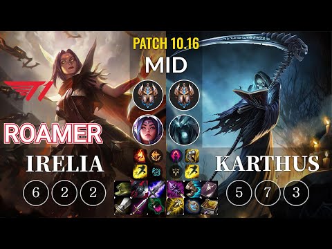 T1 Roamer Irelia vs Karthus Mid - KR Patch 10.16