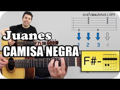 como tocar la camisa negra de Juanes en guitarra acústica tutorial acordes y letra TAB