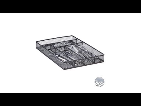 Bac à couverts treillis métal Noir - Acier - 29 x 6 x 41 cm