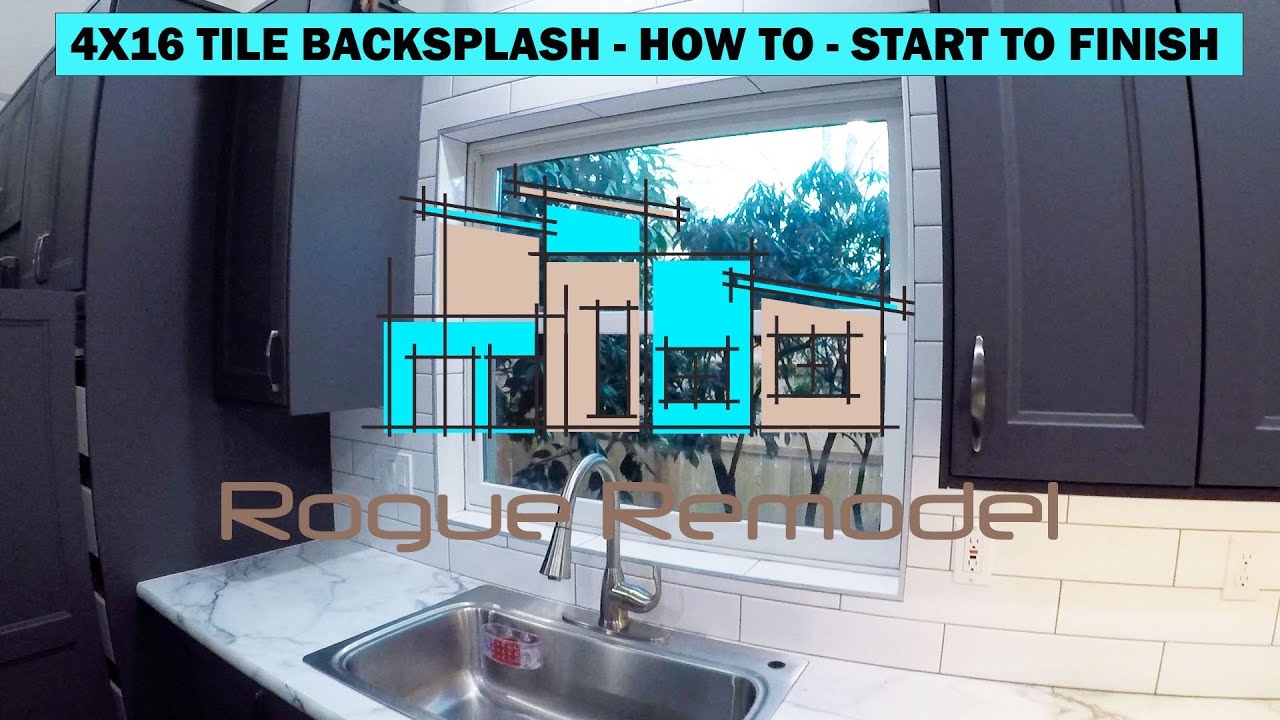 Watch video How to Backsplash Tile with White 4x16 Subway Tile and Gray Grout-Start to Finish - Ikea Cabinets!! Now How to Backsplash Tile with White 4x16 Subway Tile and Gray Grout-Start to Finish - Ikea Cabinets!!