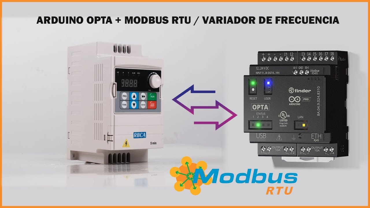 Conexión de Arduino OPTA con Variador de frecuencia #ModbusRTU #M300 #RBCA #RS485 y Arduino #PLC IDE