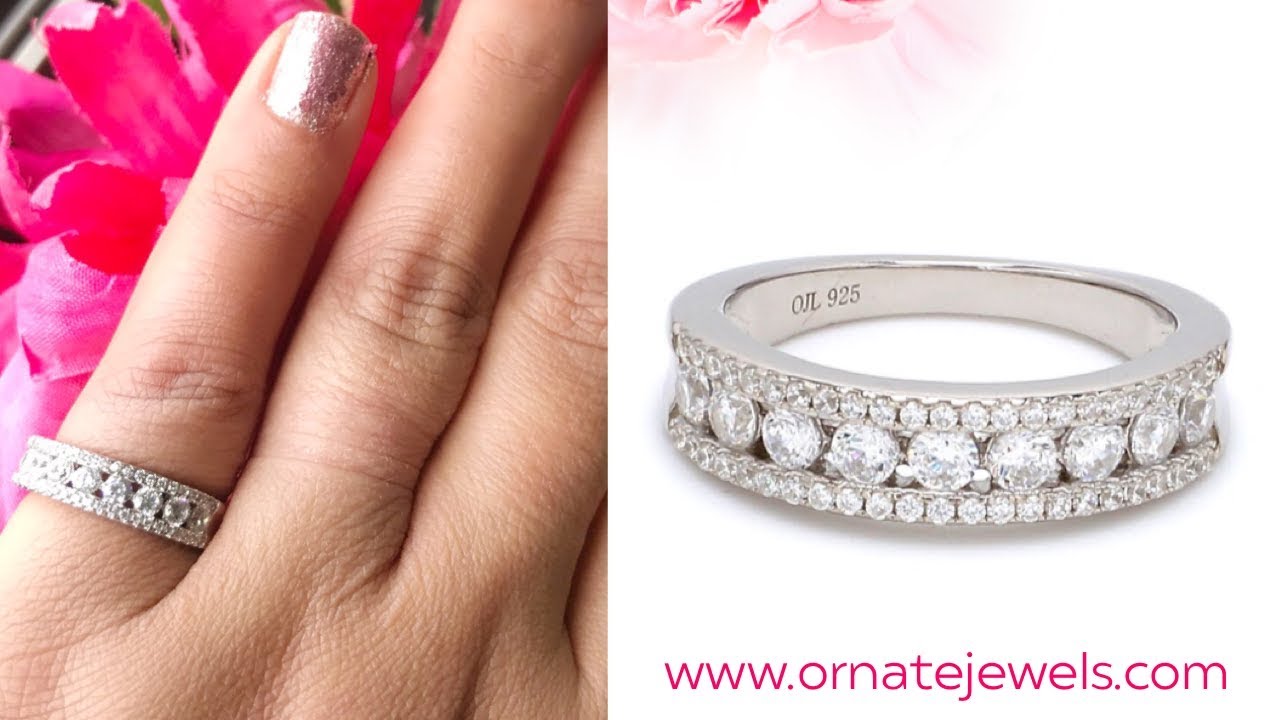 925 Silver American Diamond Band Ring Online Jewelry Store
