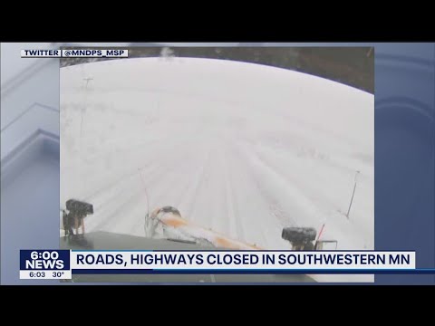 Winter weather closes roads, highways in SW Minnesota