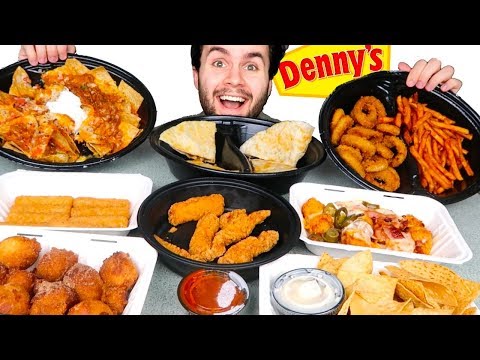 TRYING DENNY'S APPETIZERS MENU! - Nachos, Mozzarella Sticks, & MORE Restaurant Taste Test! Video