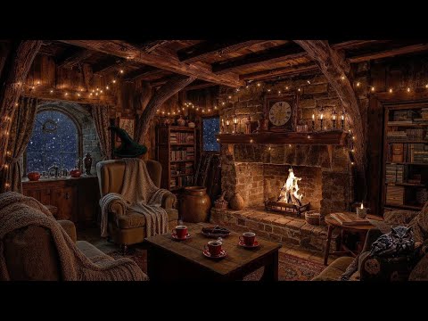 Blizzard Escape | Professor McGonagall's Cozy Tree House Ambience | blizzard and fireplace sounds