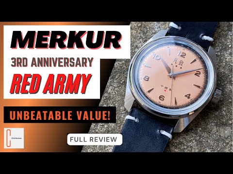 Merkur 3rd Anniversary Red Army Field Watch Retro Salmon dial. Unbeatable Value. Full Review. HD