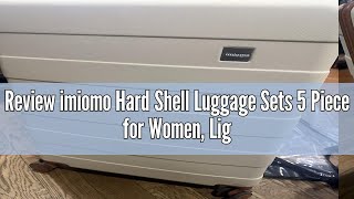 Review imiomo Hard Shell Luggage Sets 5 Piece for Women, Lightweight Hardside Rolling Suitcase Set w