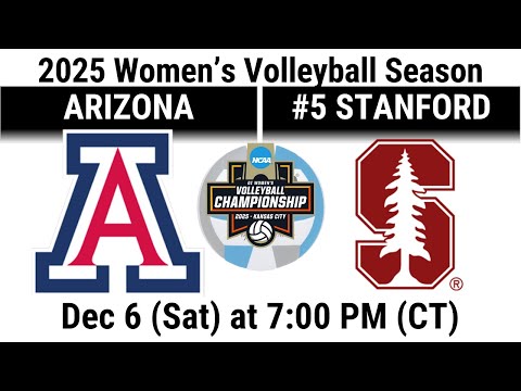 2025 Dec 6 Volleyball Arizona Wildcats vs #5 Stanford Cardinal NCAA Women's Volleyball Tournament