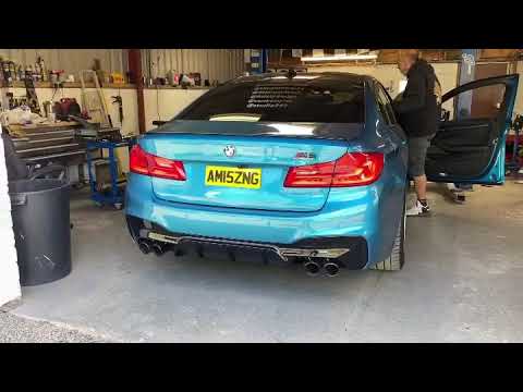 F90 m5 with opf delete, backbox mod by PCW Mods and catless downpipes and stage 2 map by evolve