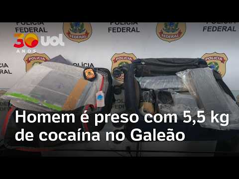 Homem é preso com 5,5 kg de cocaína em bagagem no Aeroporto do Galeão; vídeo