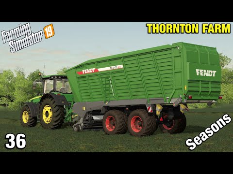 COLLECTING GRASS FOR SILAGE Thornton Farm Timelapse - FS19 Ep 36