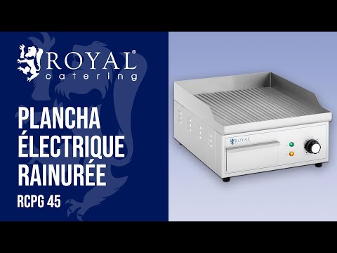 Vidéo - Plancha électrique rainurée - 380 x 330 mm - Royal Catering - 2,000 W
