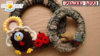 How to Build a Wreath from Scraps - Thanksgiving Wreath PART 2 LIVE Crochet CAL - Oct. 8, 2024