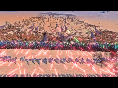 Jedi Troop vs T-Rex & Velociraptor  - Ultimate Epic Battle Simulator UEBS