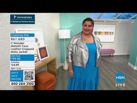 C Wonder Runway Collection Metallic Faux Leather Cropped...