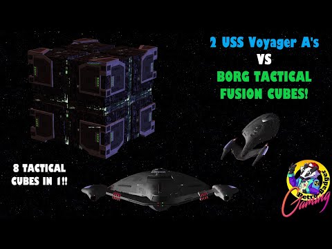 2 USS Voyager A's VS Borg Tactical Fusion Cube | 8 CUBES IN 1! | Star Trek Ship Battles | Armada 2